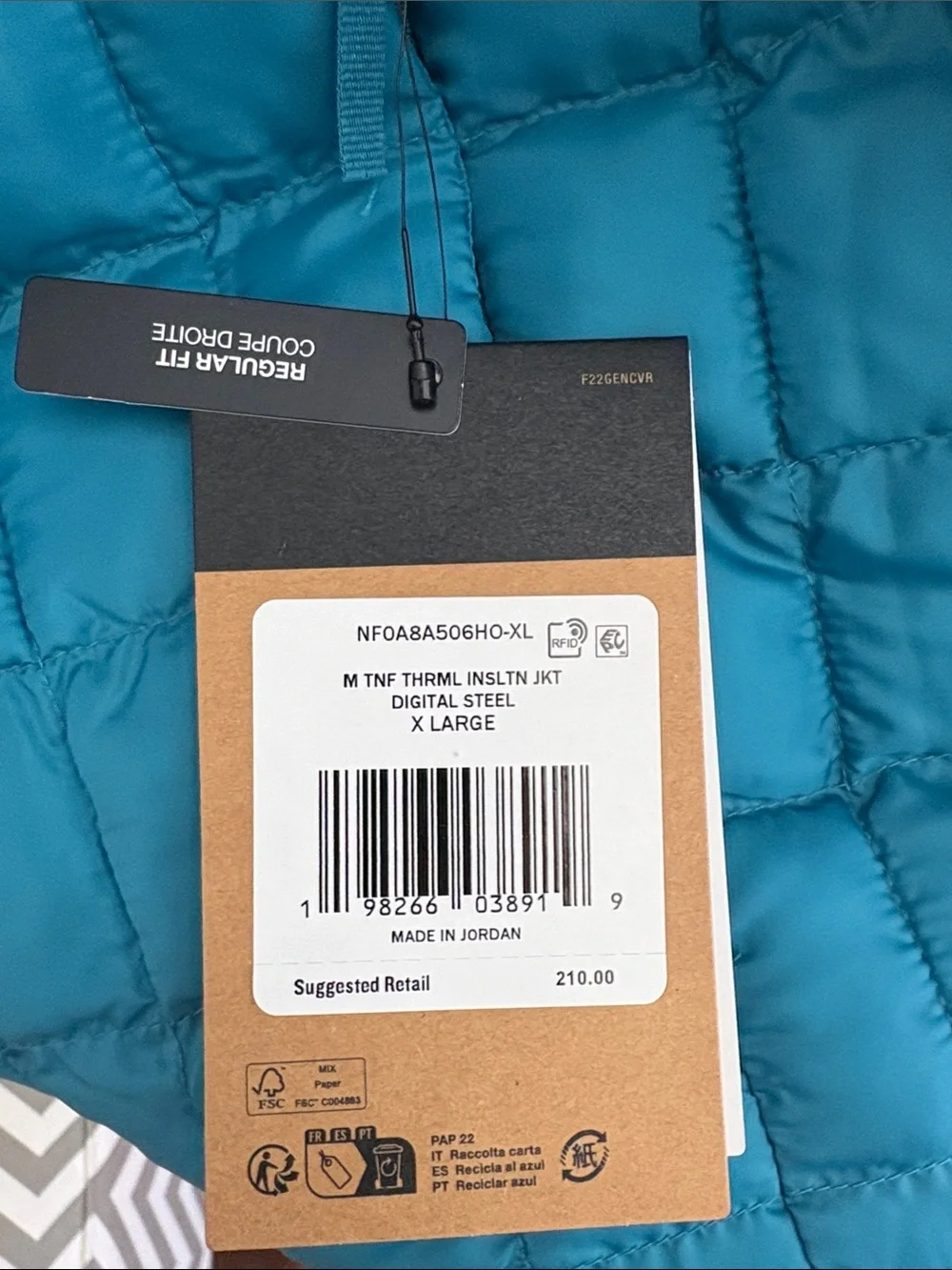 The North Face NWT Thermoball Teal Puffer Jacket Size XL